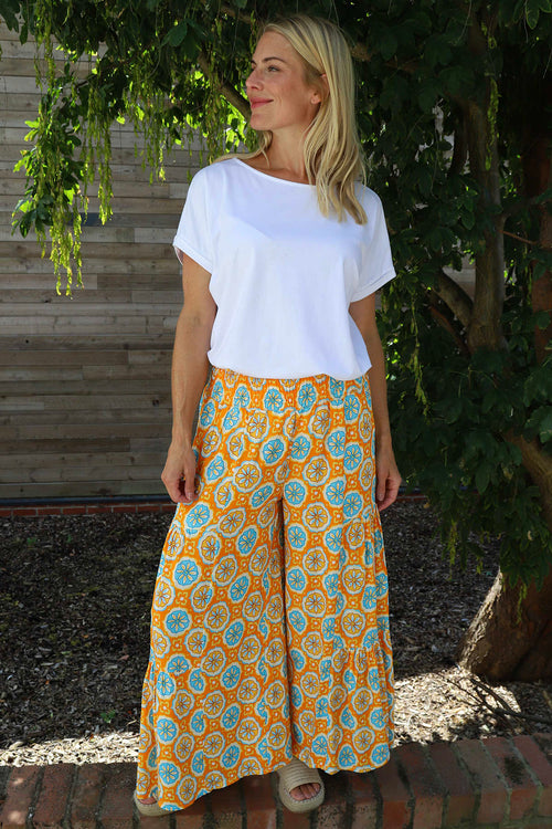 Maribel Print Trousers Orange - Image 1