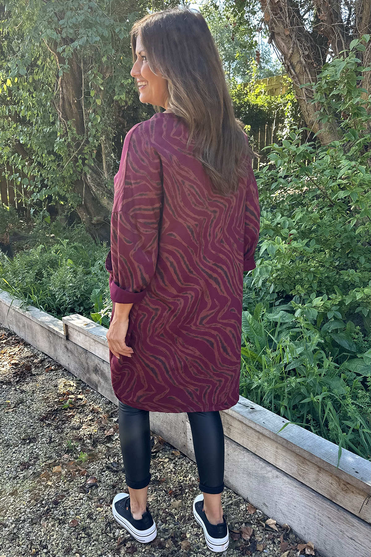 Eunice Print Cotton Tunic Wine