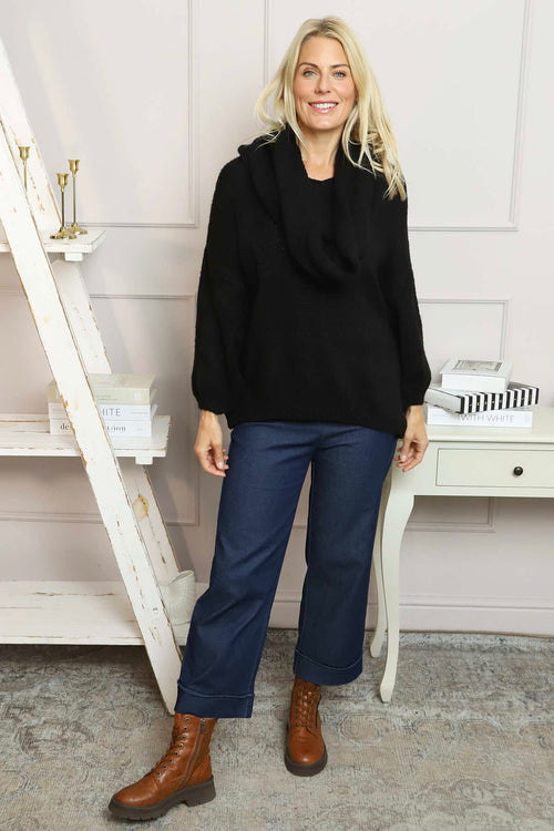 Baylin Scarf Knitted Jumper Black - Image 1