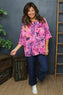 Vicki Floral Print Cotton Top Fuchsia