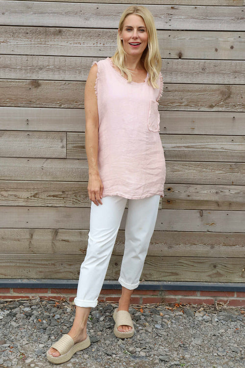 Therese Sleeveless Linen Top Pink - Image 2