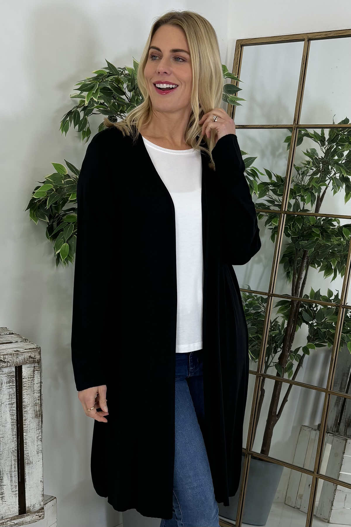 Gabi Waterfall Cardigan Black