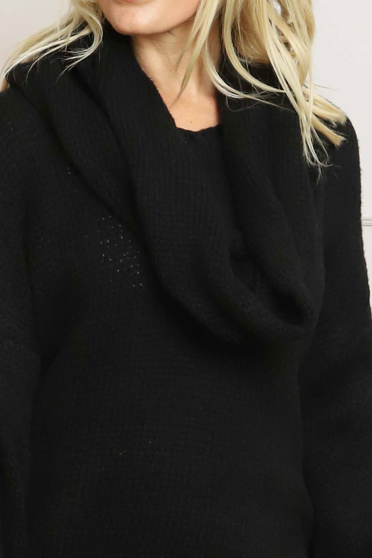 Baylin Scarf Knitted Jumper Black