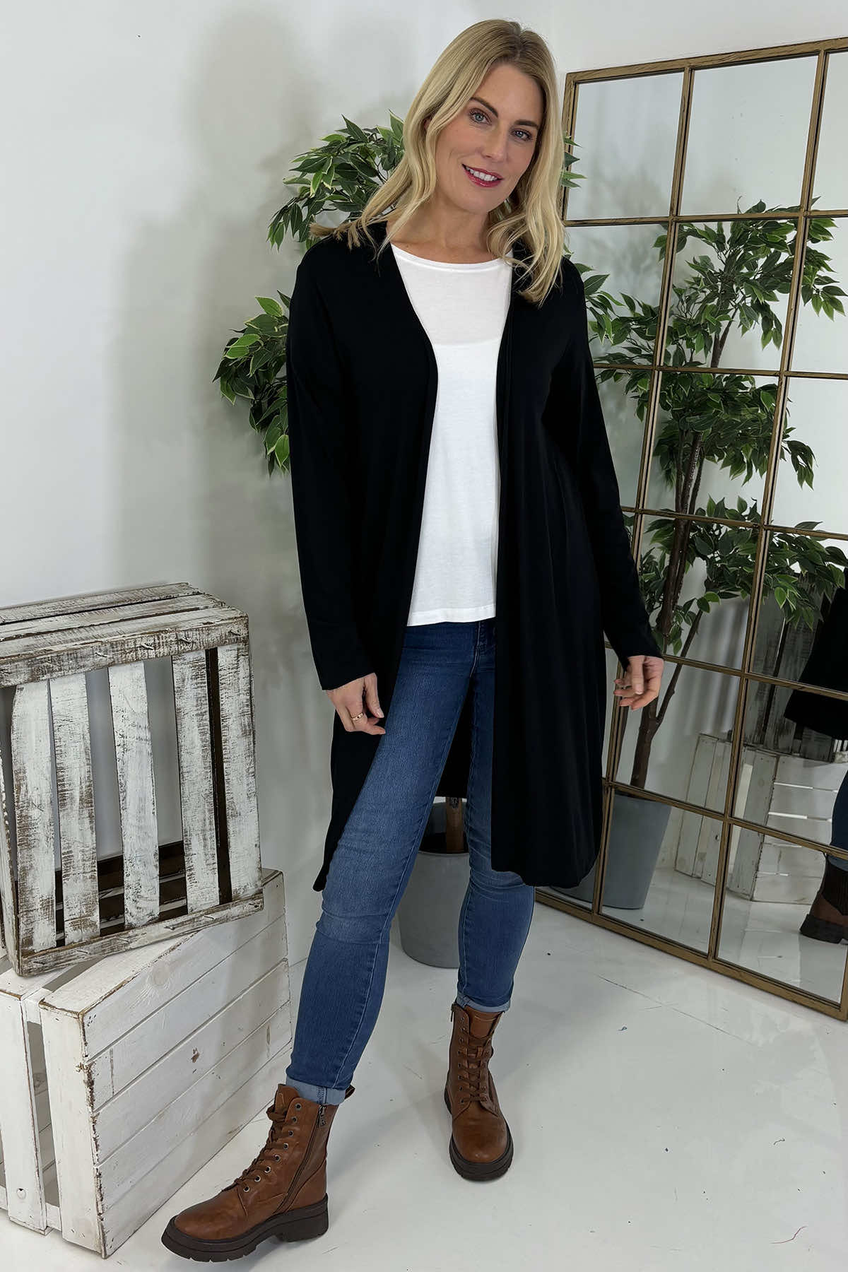 Gabi Waterfall Cardigan Black