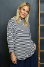 Lyssa Cowl Neck Stripe Top Navy Navy - Lyssa Cowl Neck Stripe Top Navy