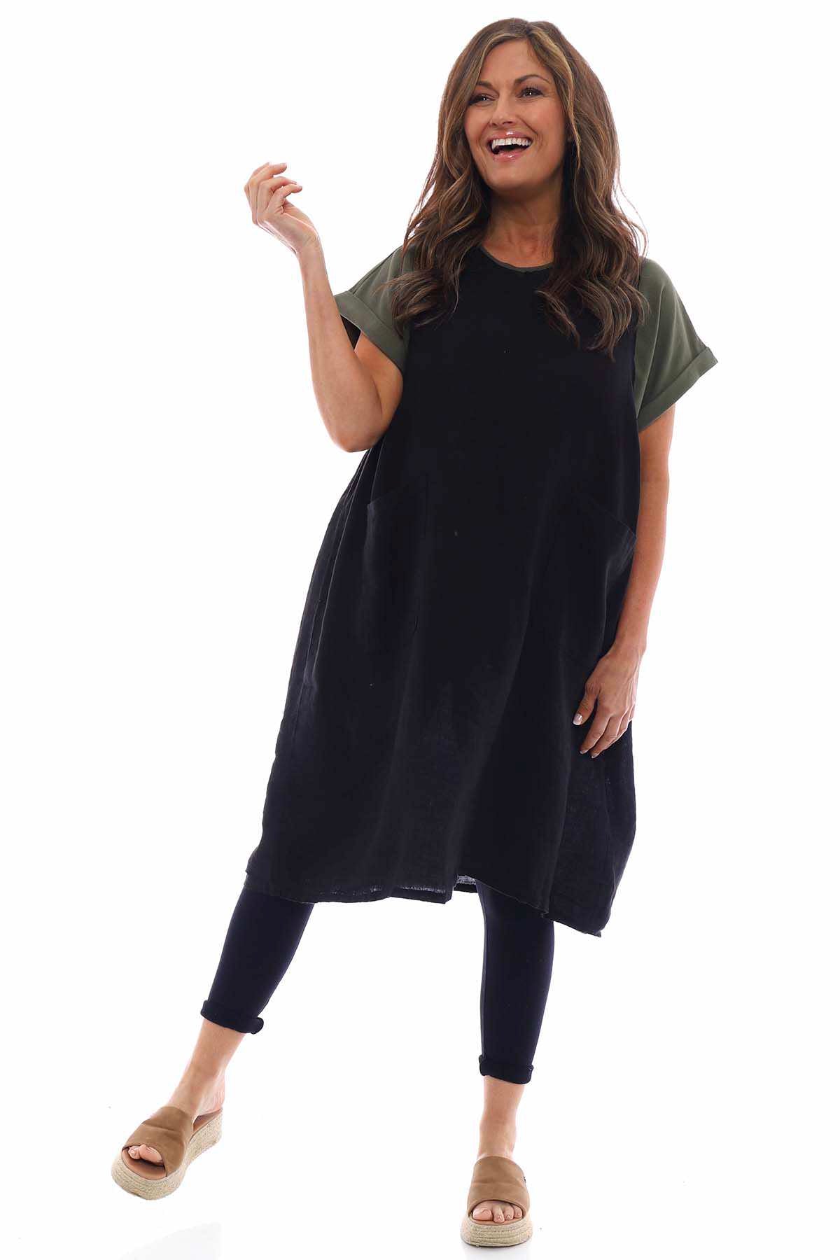 Martella Sleeveless Pocket Linen Tunic Black