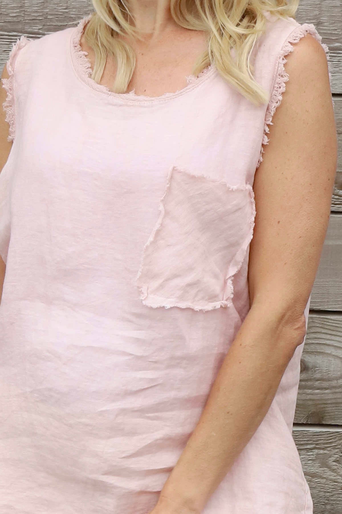 Therese Sleeveless Linen Top Pink