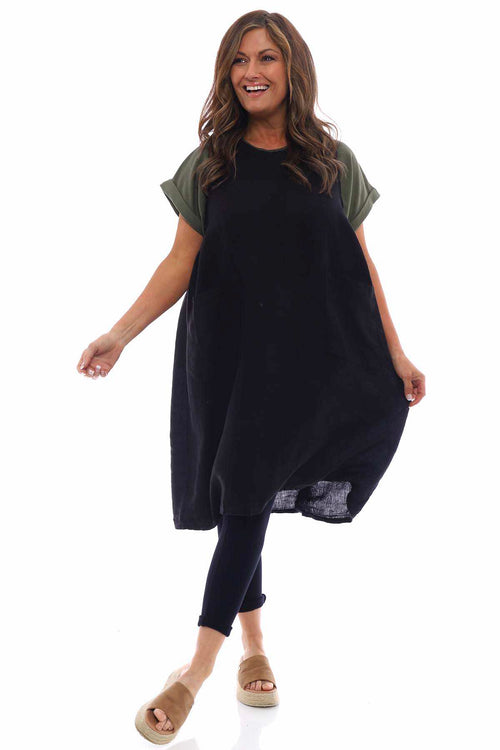 Martella Sleeveless Pocket Linen Tunic Black - Image 2