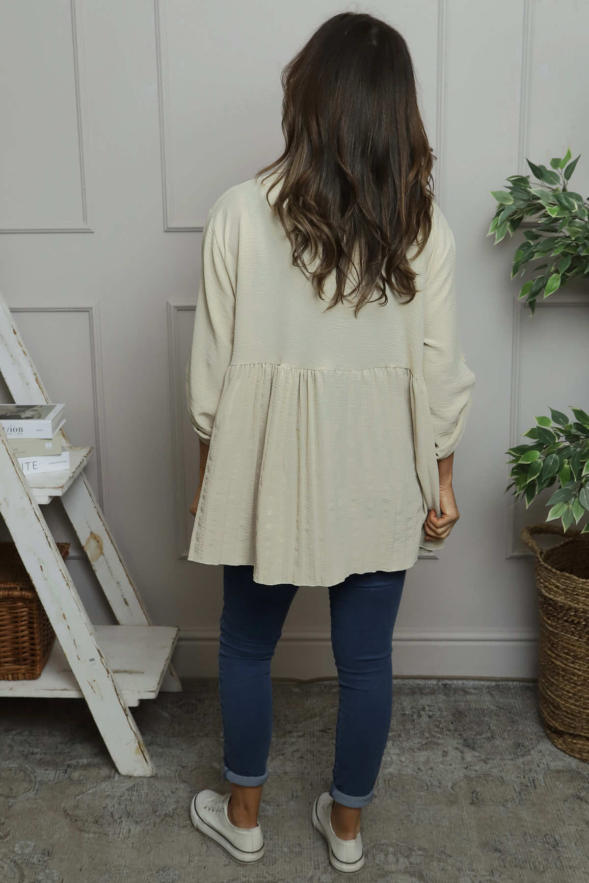 Jennifer Pleated Shirt Stone