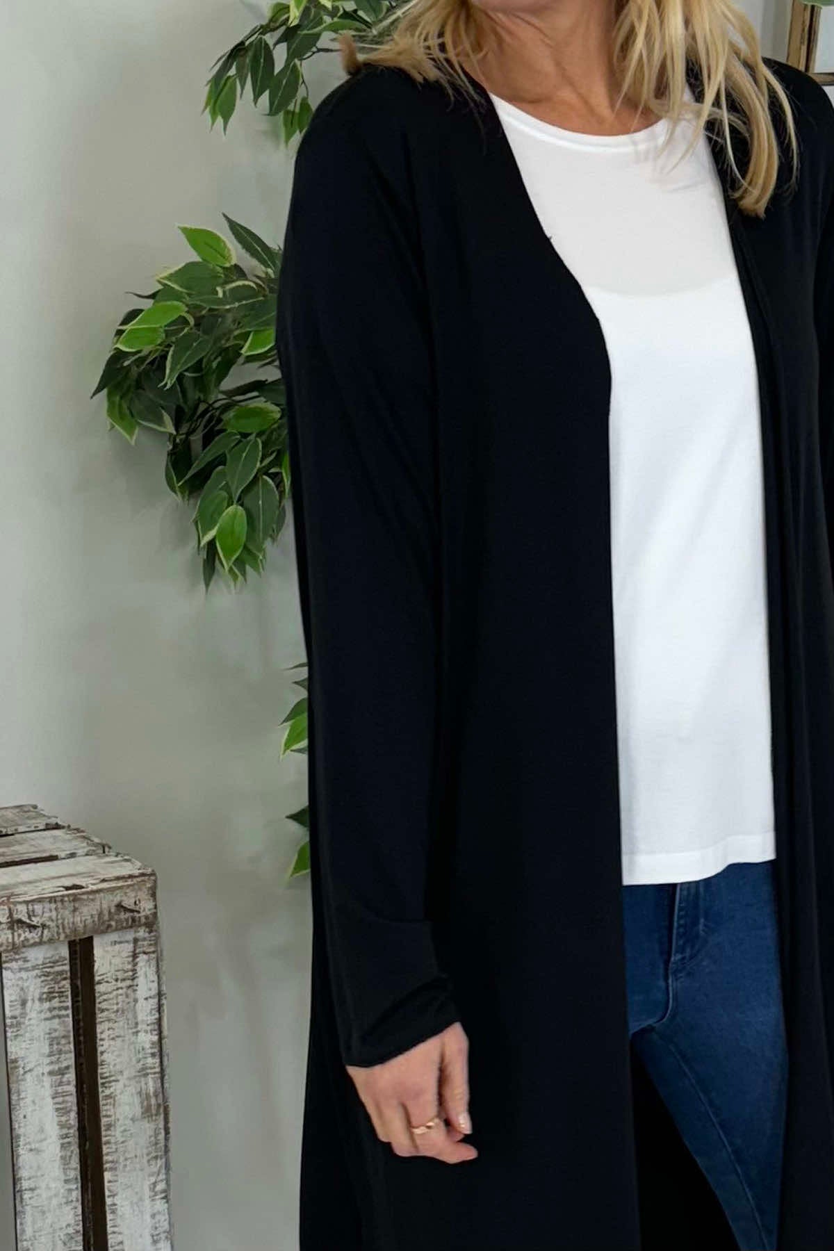 Gabi Waterfall Cardigan Black