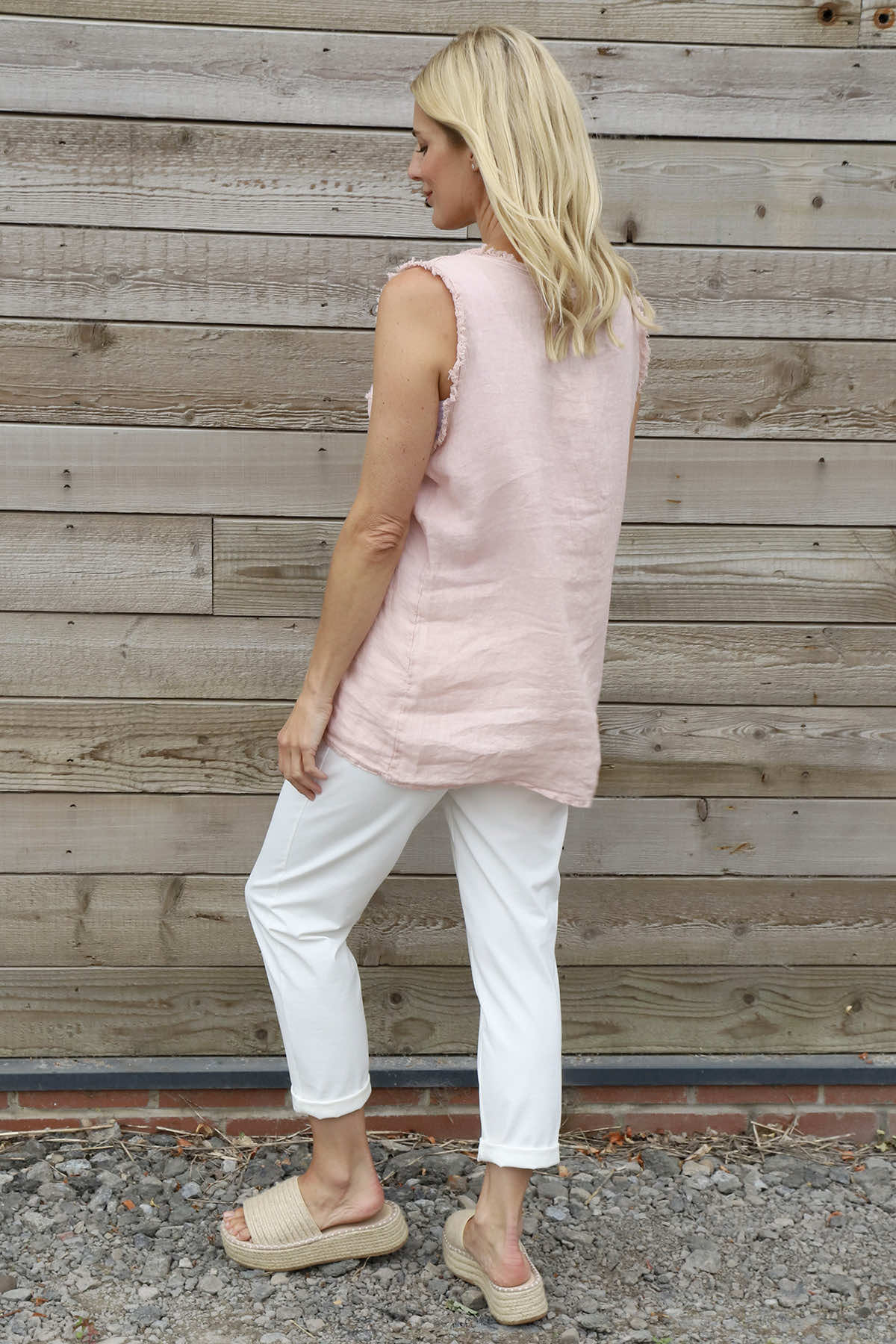 Therese Sleeveless Linen Top Pink