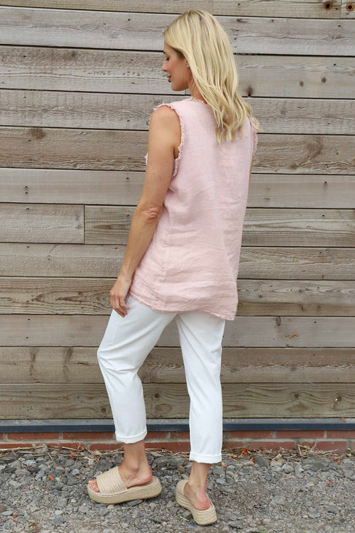 Therese Sleeveless Linen Top Pink - Image 4