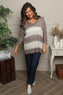 Davena Stripe Knit Top Mocha