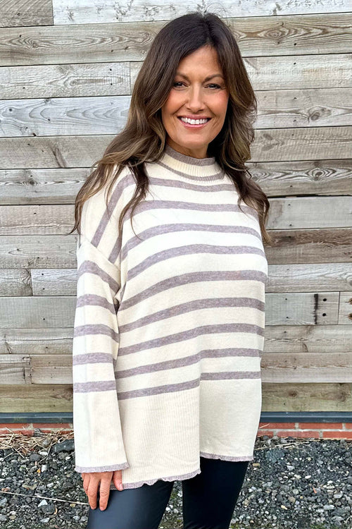 Asher Stripe Jumper Mocha - Image 3