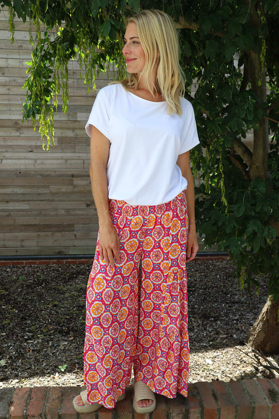 Maribel Print Trousers Fuchsia