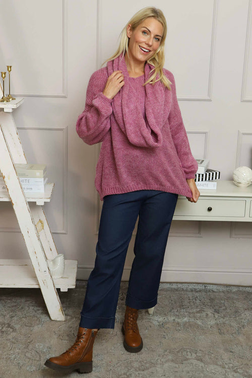 Baylin Scarf Knitted Jumper Pink - Image 2