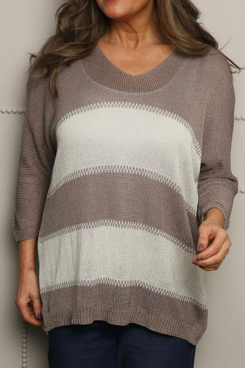 Davena Stripe Knit Top Mocha - Image 3