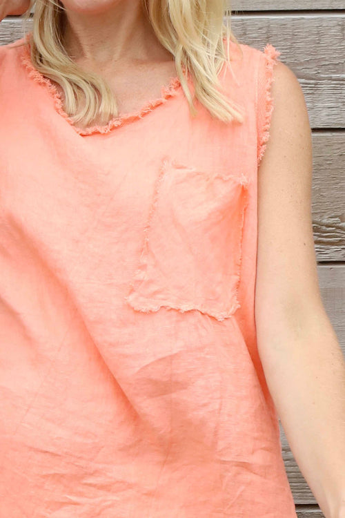 Therese Sleeveless Linen Top Orange - Image 3
