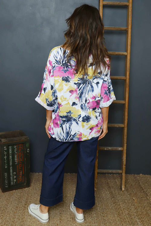 Vicki Floral Print Cotton Top White - Image 4