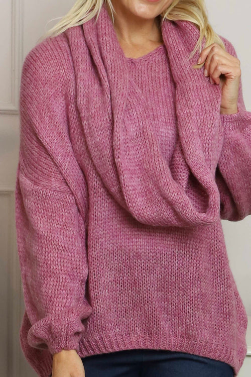 Baylin Scarf Knitted Jumper Pink - Image 3
