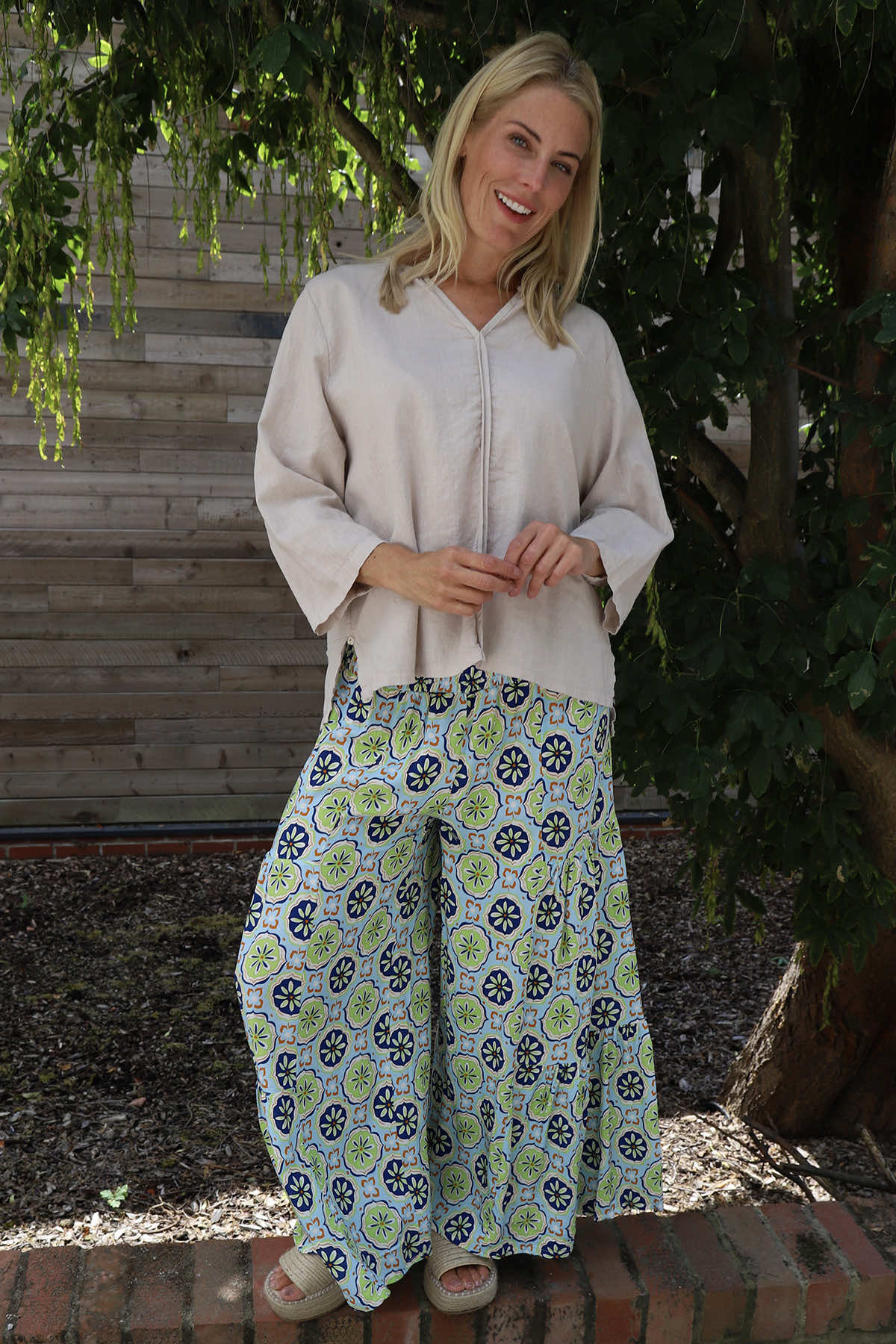 Maribel Print Trousers Light Blue
