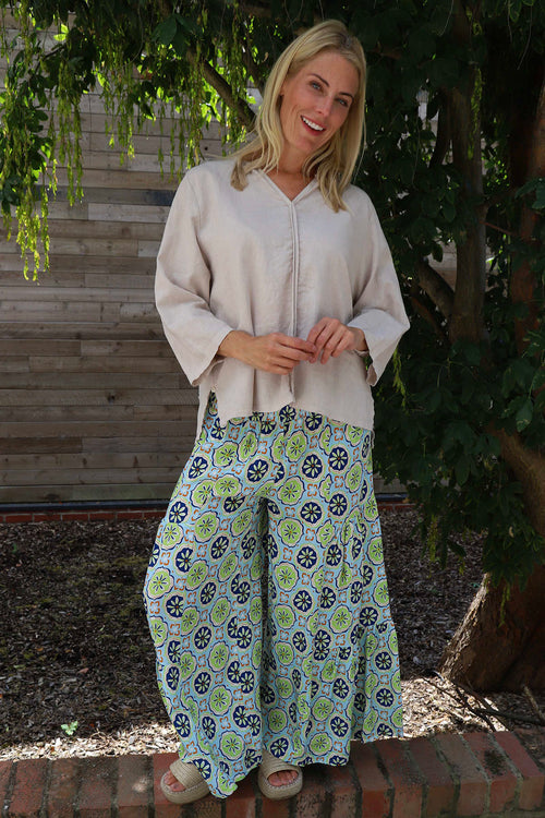 Maribel Print Trousers Light Blue - Image 2