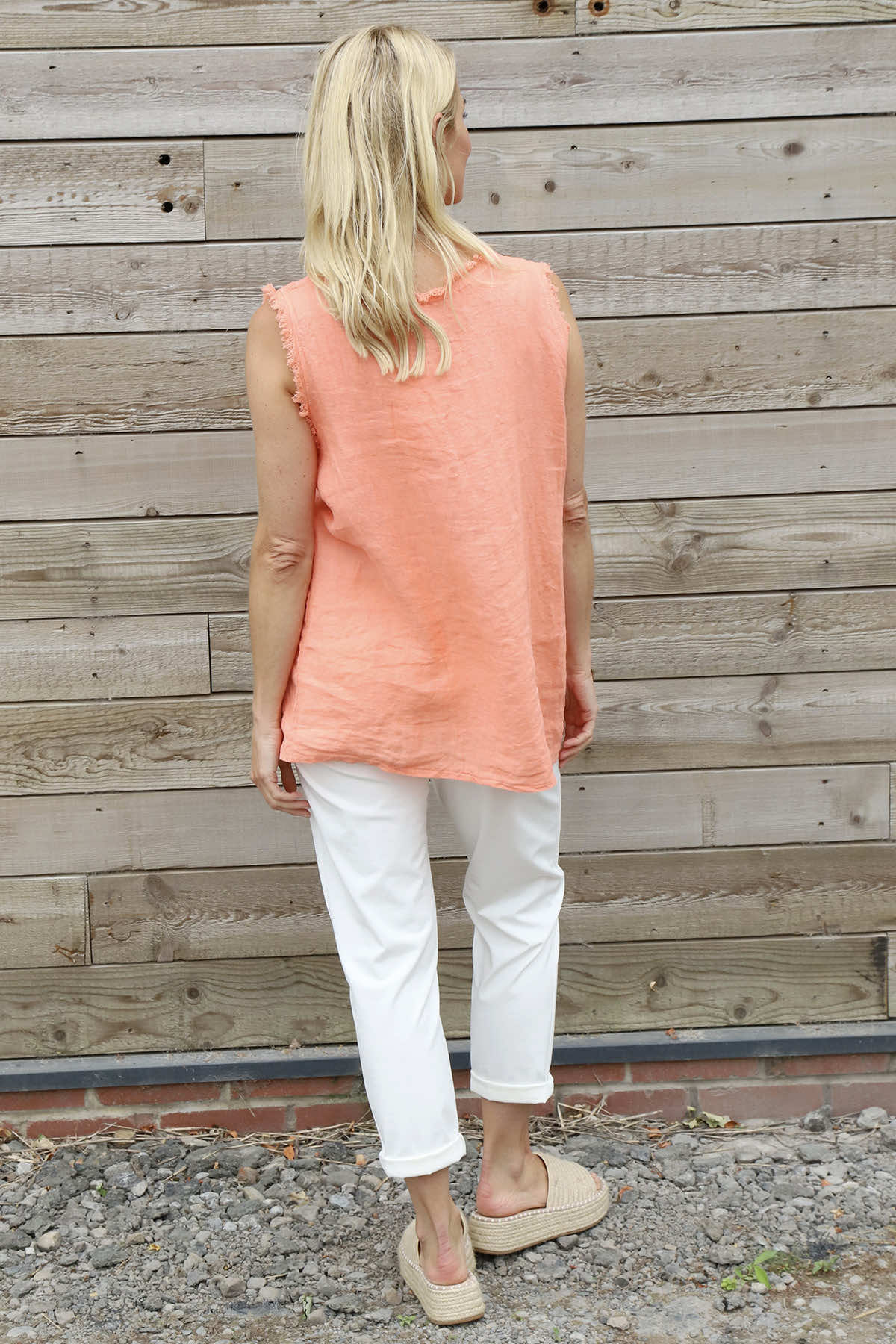 Therese Sleeveless Linen Top Orange