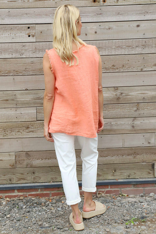 Therese Sleeveless Linen Top Orange - Image 4