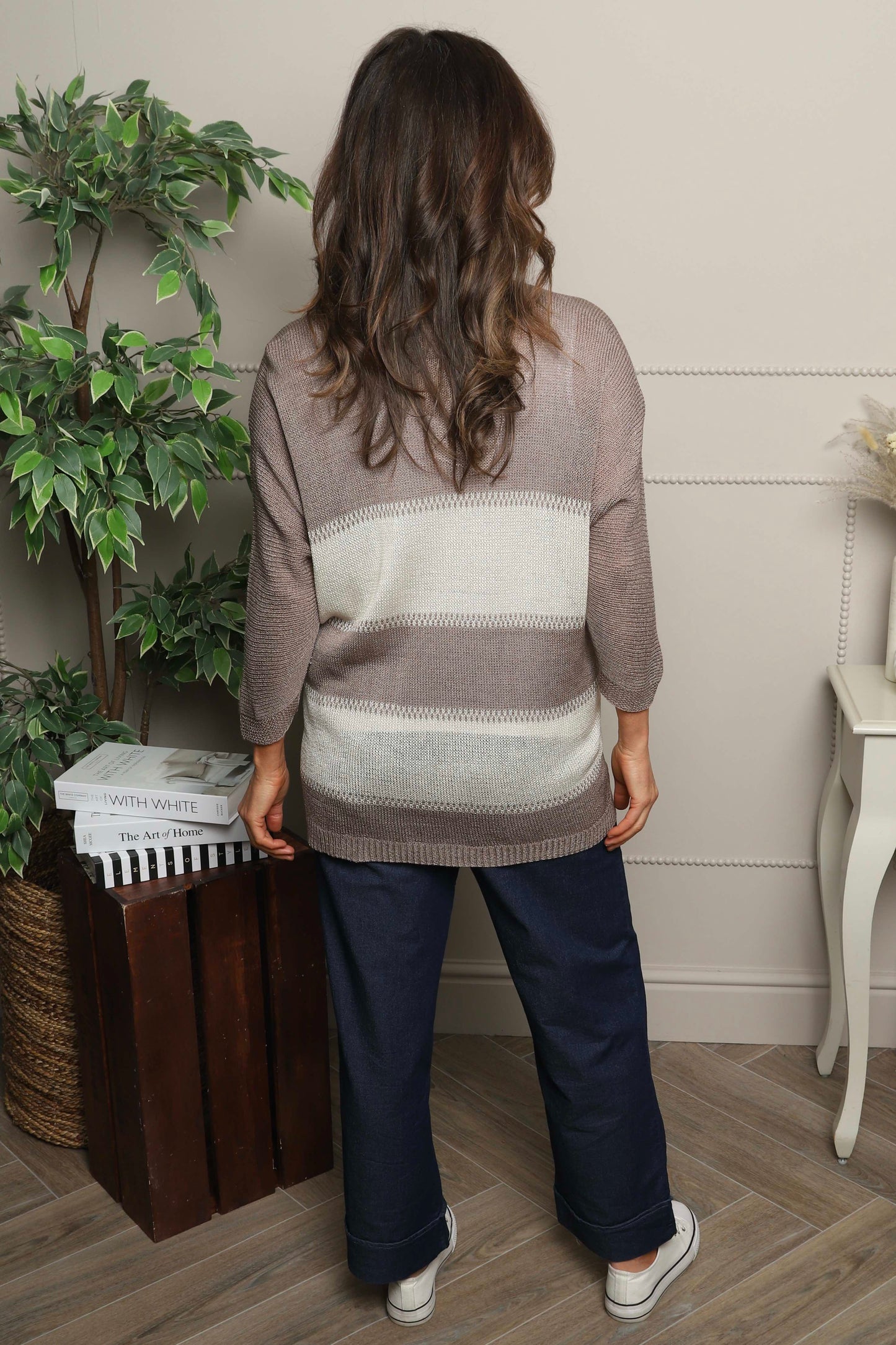 Davena Stripe Knit Top Mocha