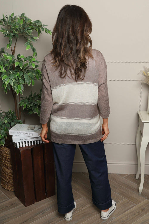 Davena Stripe Knit Top Mocha - Image 4