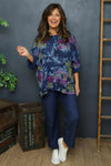 Vicki Floral Print Cotton Top Navy