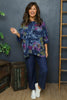 Vicki Floral Print Cotton Top Navy