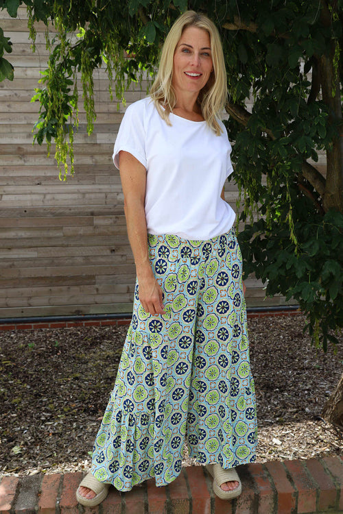 Maribel Print Trousers Light Blue - Image 1