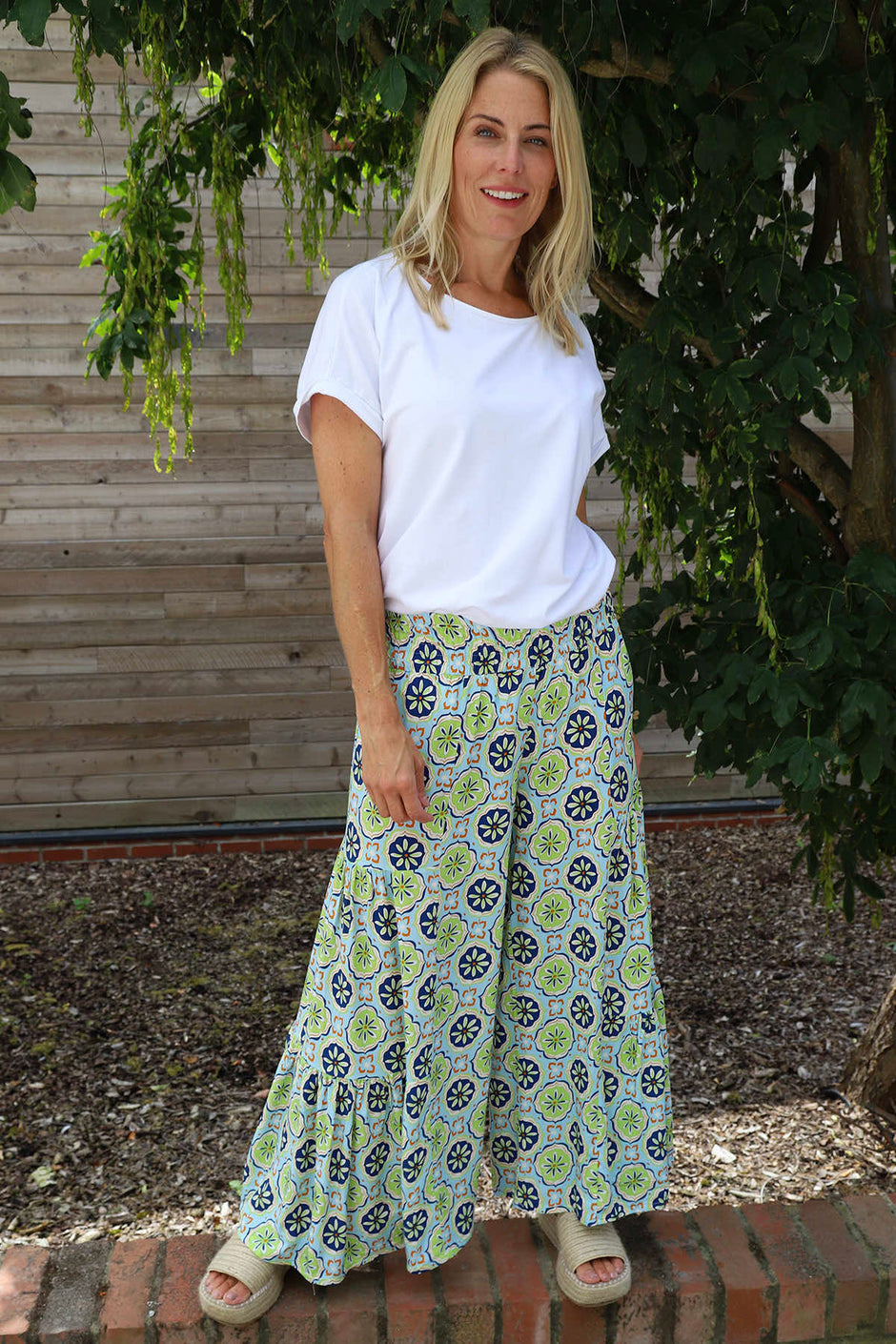 Maribel Print Trousers Light Blue