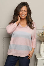 Davena Stripe Knit Top Pink Pink - Davena Stripe Knit Top Pink