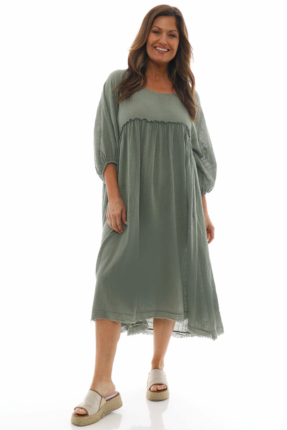 Morianna Cotton Dress Sage Green