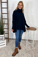 Isadora Polo Neck Knitted Jumper Navy Navy - Isadora Polo Neck Knitted Jumper Navy