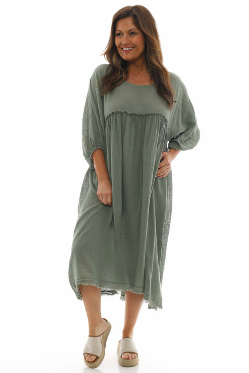 Morianna Cotton Dress Sage Green - Image 5