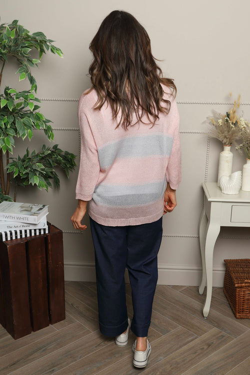 Davena Stripe Knit Top Pink - Image 4
