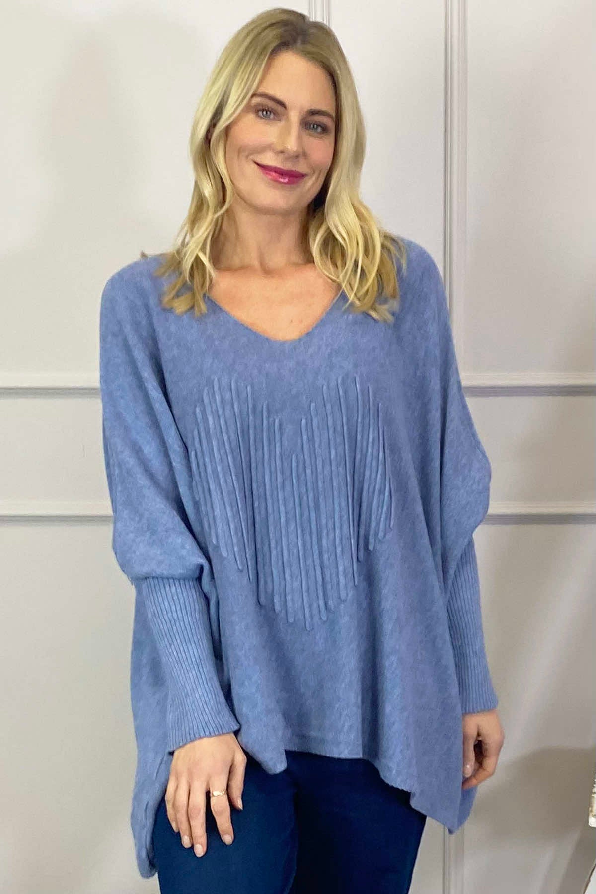 Libby Heart Knitted Jumper Blue