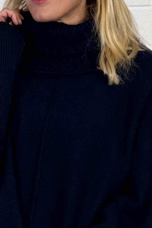 Isadora Polo Neck Knitted Jumper Navy - Image 3