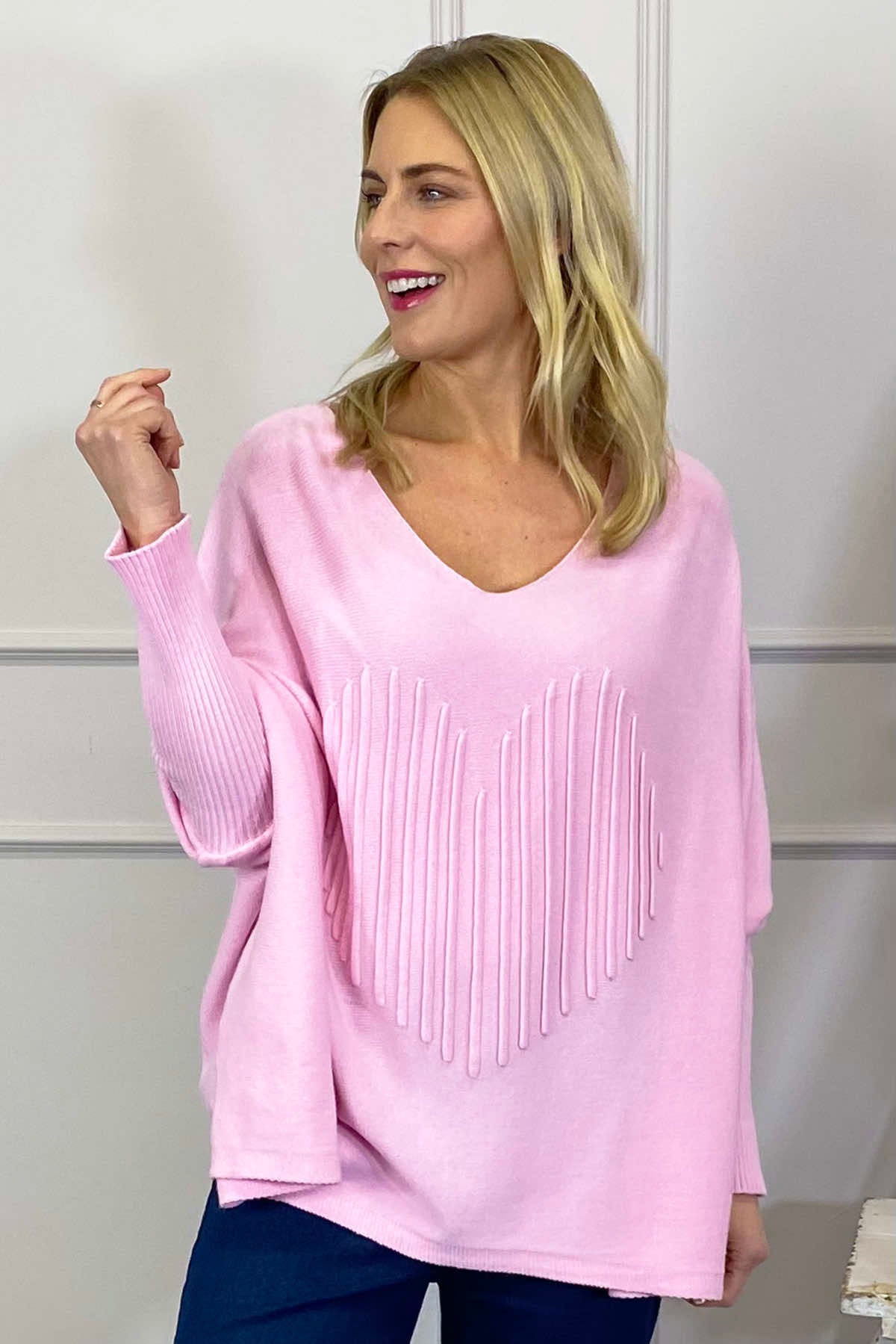 Libby Heart Knitted Jumper Pink