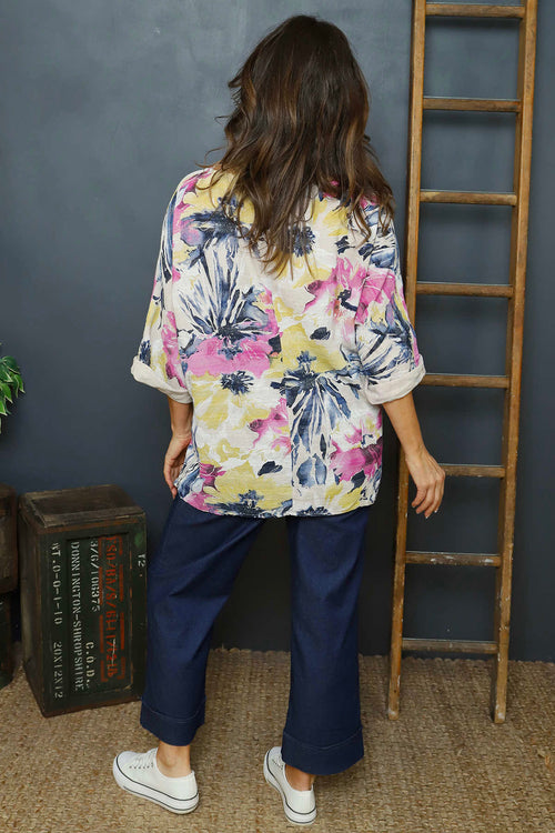 Vicki Floral Print Cotton Top Stone - Image 4