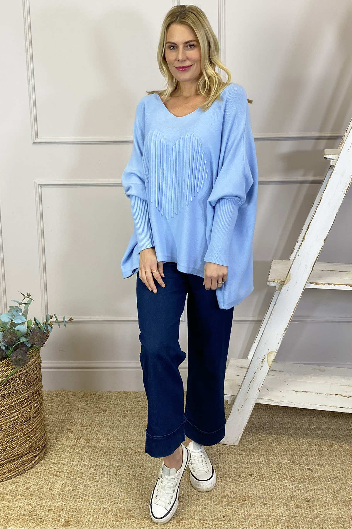 Libby Heart Knitted Jumper Powder Blue