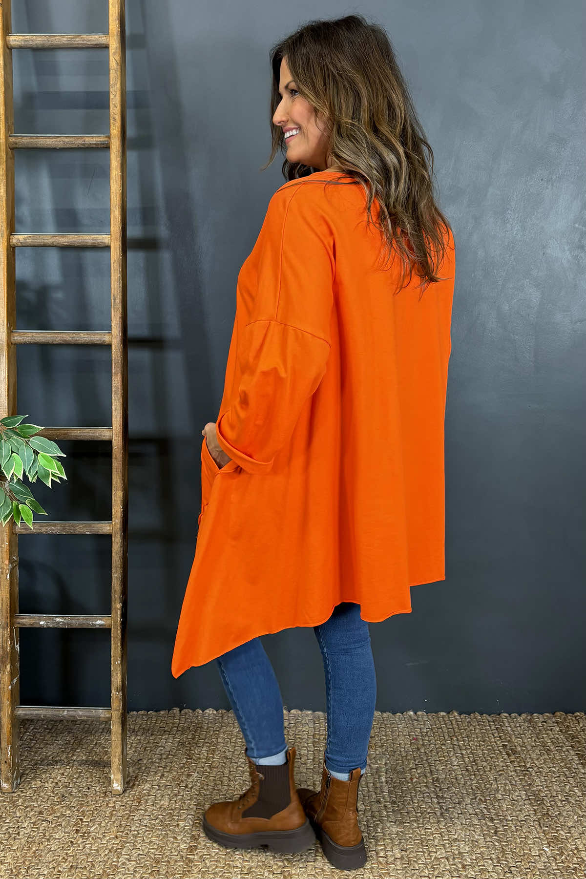 Elba Dip Side Cotton Top Orange