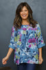 Vicki Floral Print Cotton Top Blue