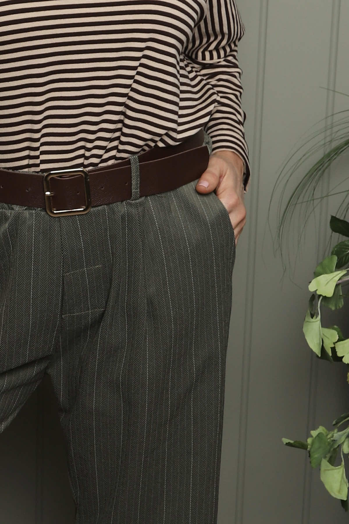 Charlie Belted Trousers Khaki