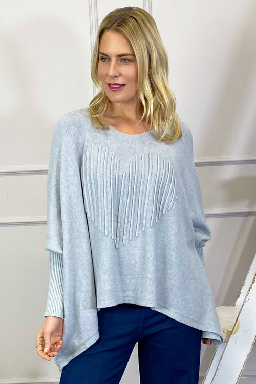 Libby Heart Knitted Jumper Grey - Image 3