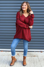 Emma Knitted Jumper Wine Wine - Emma Knitted Jumper Wine