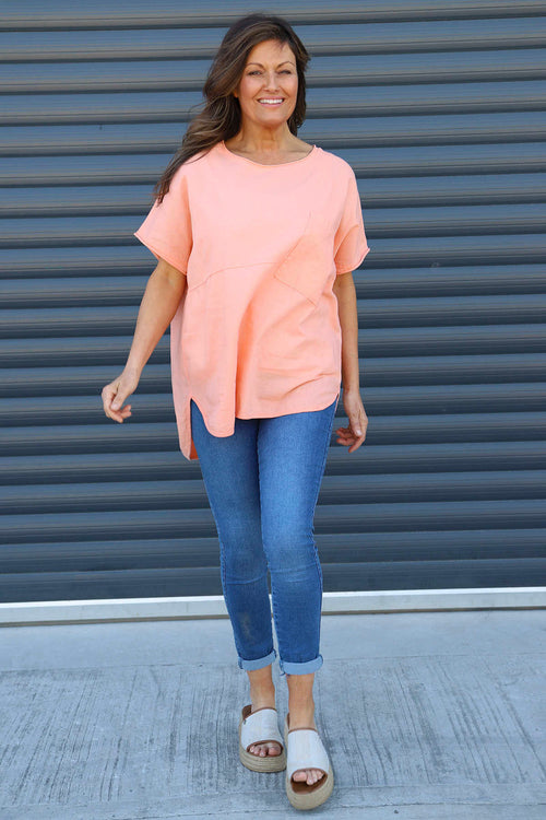 Folkestone Pocket Linen Top Orange - Image 2